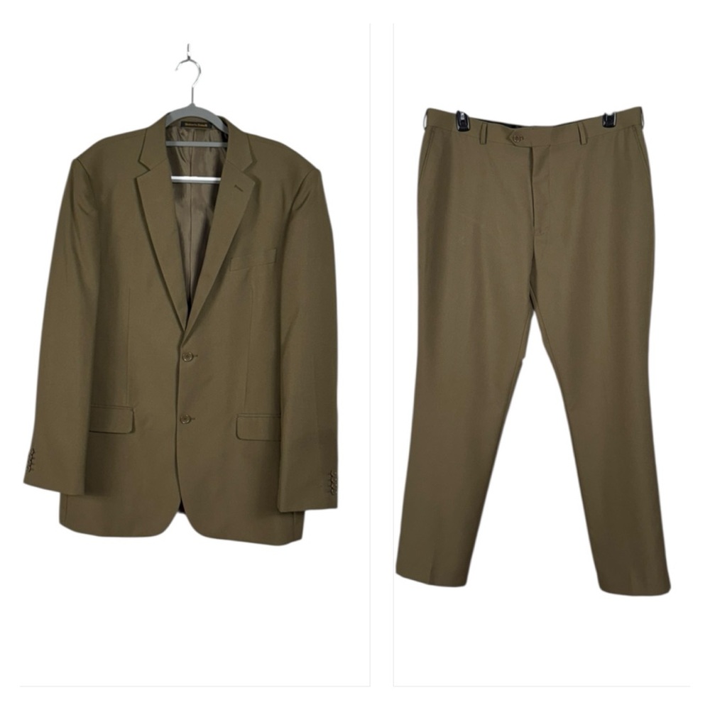 Bonelli Super 130s Suit‎ Blazer Pants Size 48L Single Breasted Career Formal